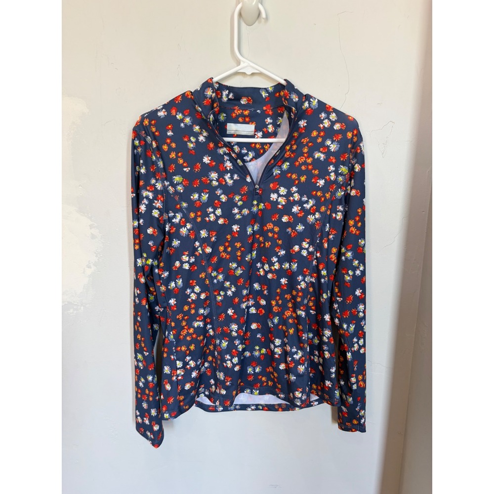 Callaway Weather Series Womens Navy Floral Daisy Quarter Zip Golf Pullover M
